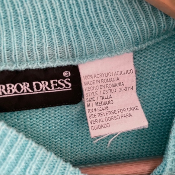 Sag Harbor Mockneck Sweater Dress Color-block Aqua Black Medium - Picture 9 of 12